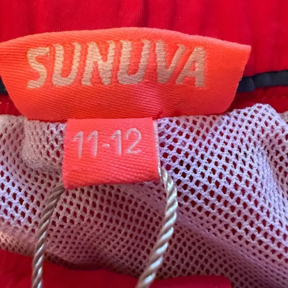 Sunuva red boy's swim short with UPF 50+ protection Size 11-12